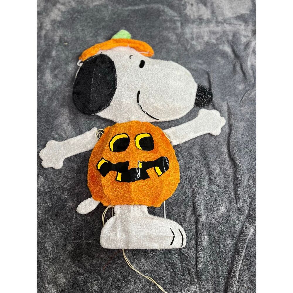 Peanuts Halloween Lighted Yard Decor Bundle Woodstock Superhero & Snoopy Pumpkin